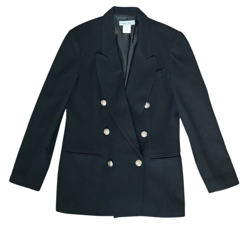 Vintage Stephanie Andrews 100% Wool Black Blazer Women’s size 8 - Picture 6 of 11
